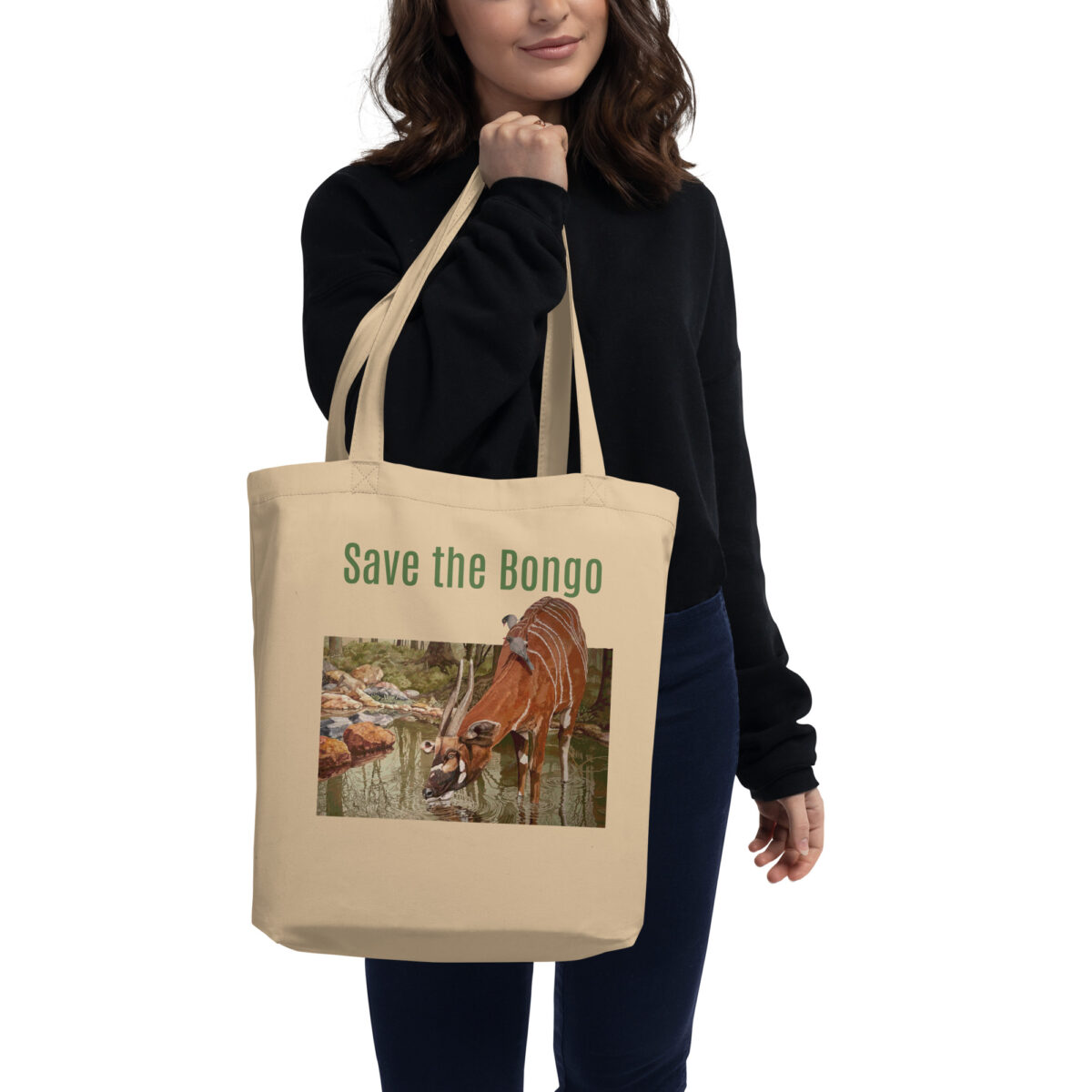 Eco Tote Bag, Save the bongo: mountain bongo, (Tragelaphus eurycerus isaaci) - Image 6