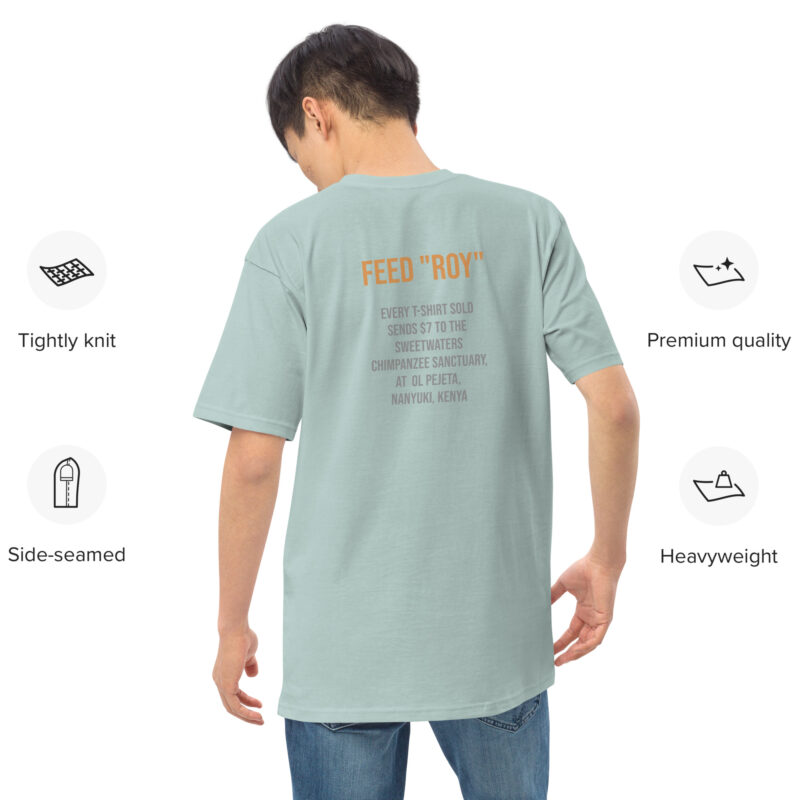 Men’s premium heavyweight tee, black, "Roy"chimp from Ol Pejeta - Image 15