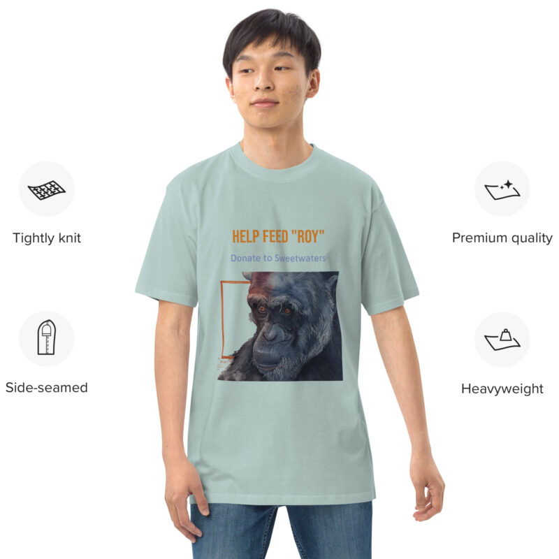 Men’s premium heavyweight tee, black, "Roy"chimp from Ol Pejeta - Image 14
