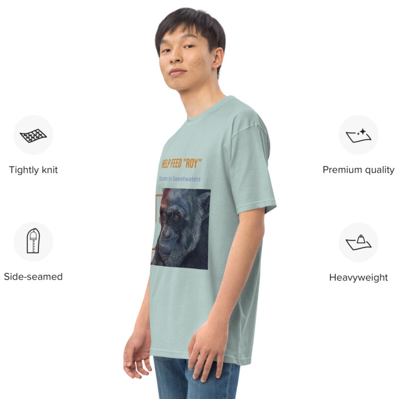 Men’s premium heavyweight tee, black, "Roy"chimp from Ol Pejeta - Image 13