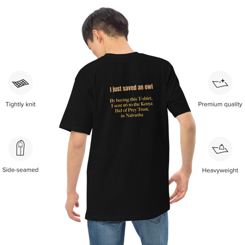 Men’s premium heavyweight tee, Black, Eagle Owl - Image 3