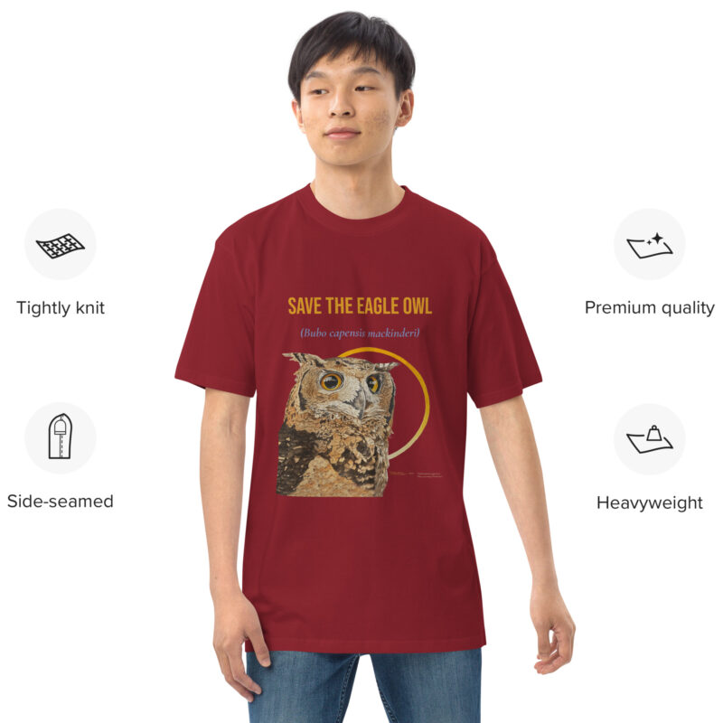 Men’s premium heavyweight tee, Black, Eagle Owl - Image 8