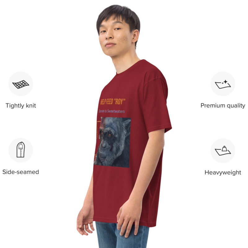 Men’s premium heavyweight tee, black, "Roy"chimp from Ol Pejeta - Image 7