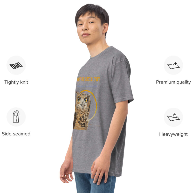 Men’s premium heavyweight tee, Black, Eagle Owl - Image 10