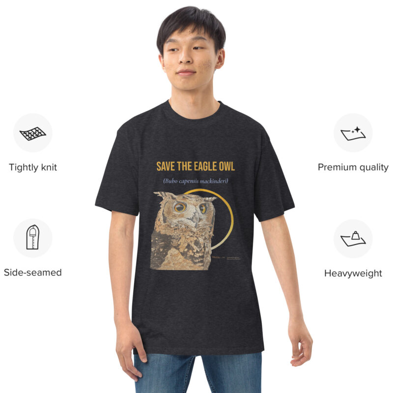 Men’s premium heavyweight tee, Black, Eagle Owl - Image 5