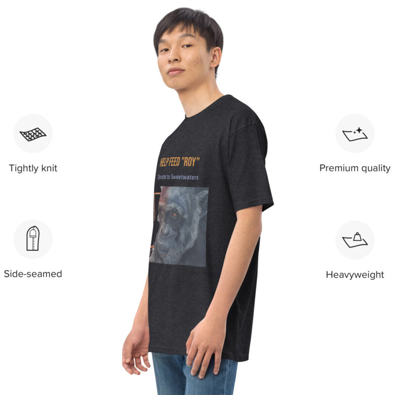 Men’s premium heavyweight tee, black, "Roy"chimp from Ol Pejeta - Image 4