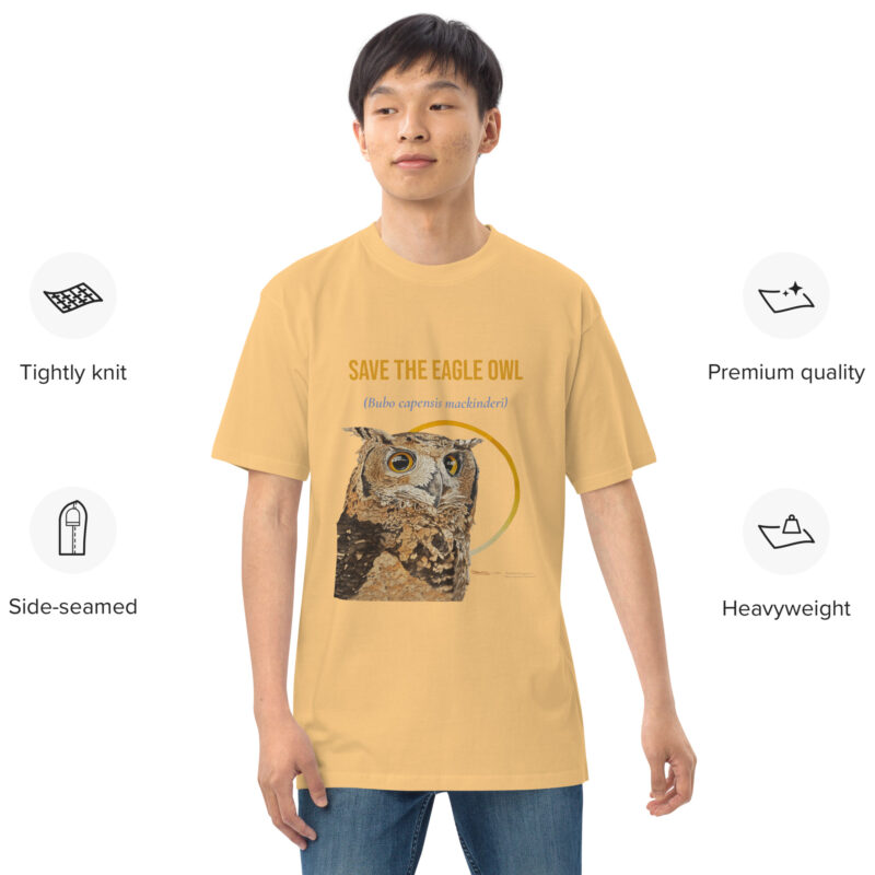Men’s premium heavyweight tee, Black, Eagle Owl - Image 14