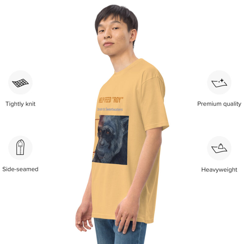 Men’s premium heavyweight tee, black, "Roy"chimp from Ol Pejeta - Image 16
