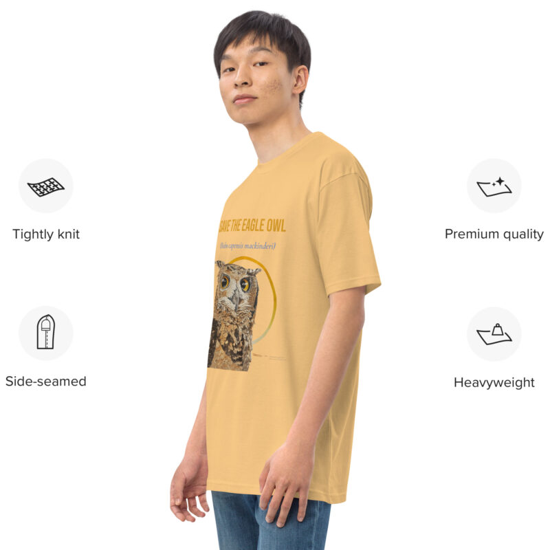 Men’s premium heavyweight tee, Black, Eagle Owl - Image 13