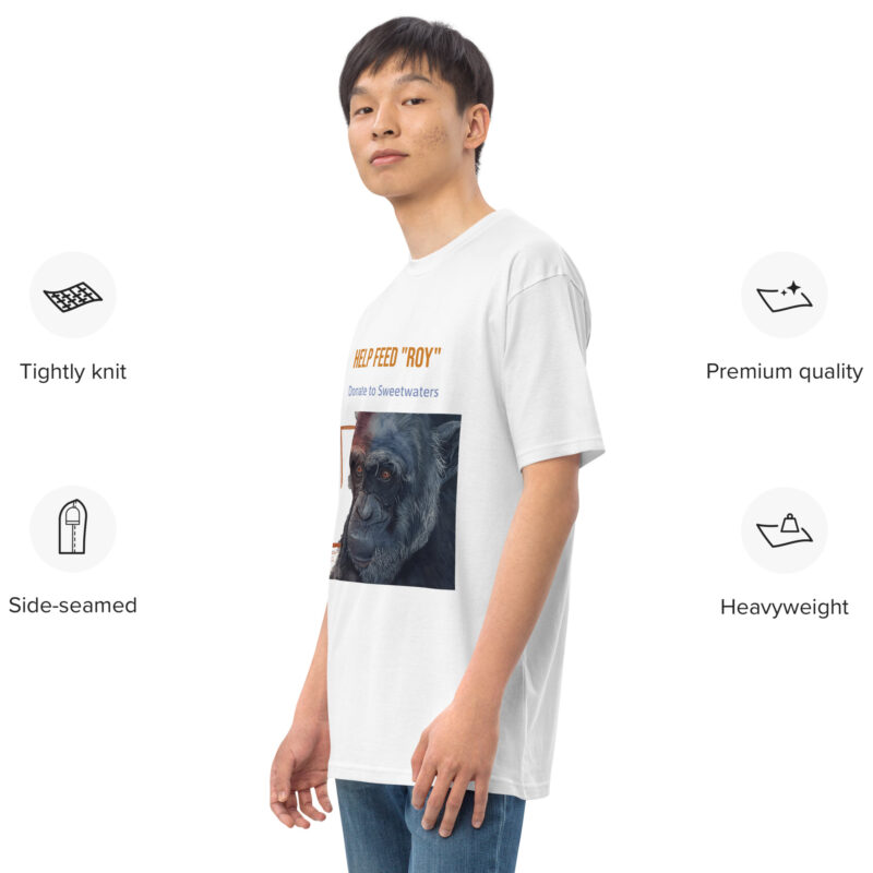 Men’s premium heavyweight tee, black, "Roy"chimp from Ol Pejeta - Image 19