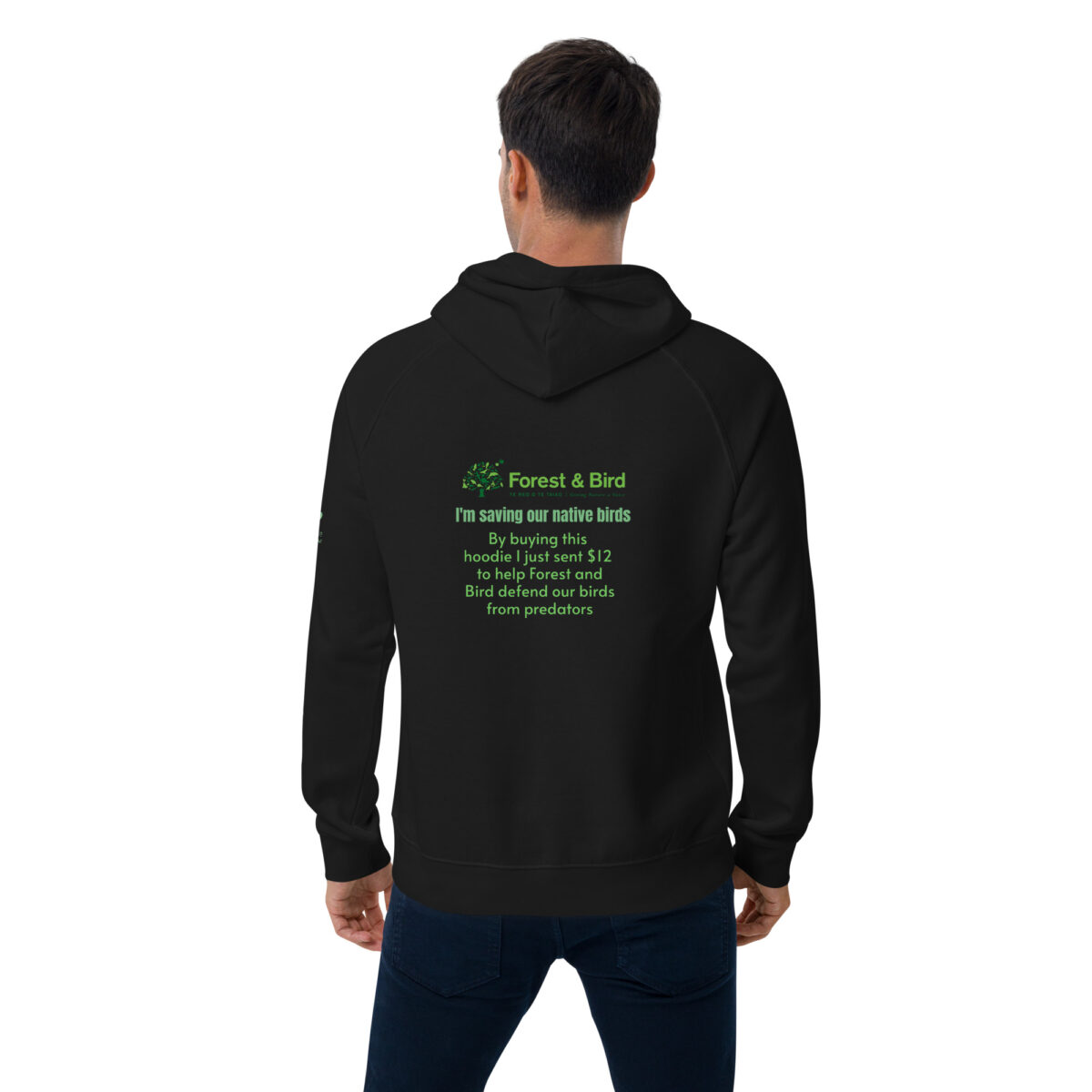 Unisex eco raglan hoodie, save New Zealand's birds (waxeye) - Image 17