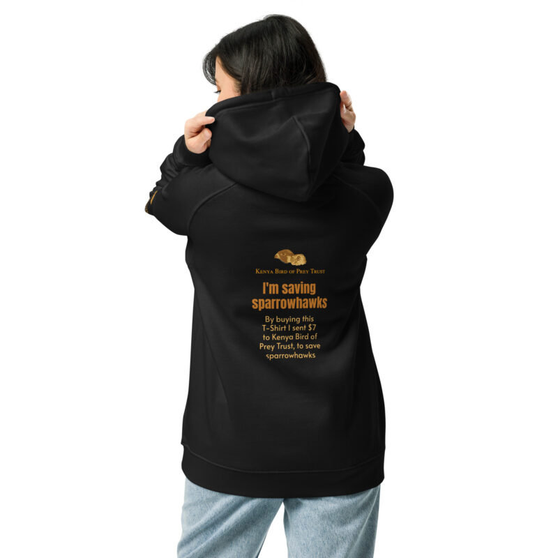 Unisex eco raglan hoodie, save the sparrowhawk - Image 3