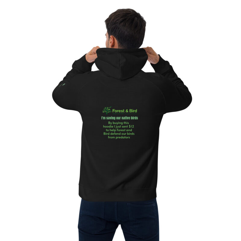 Unisex eco raglan hoodie, save New Zealand's birds (waxeye) - Image 16