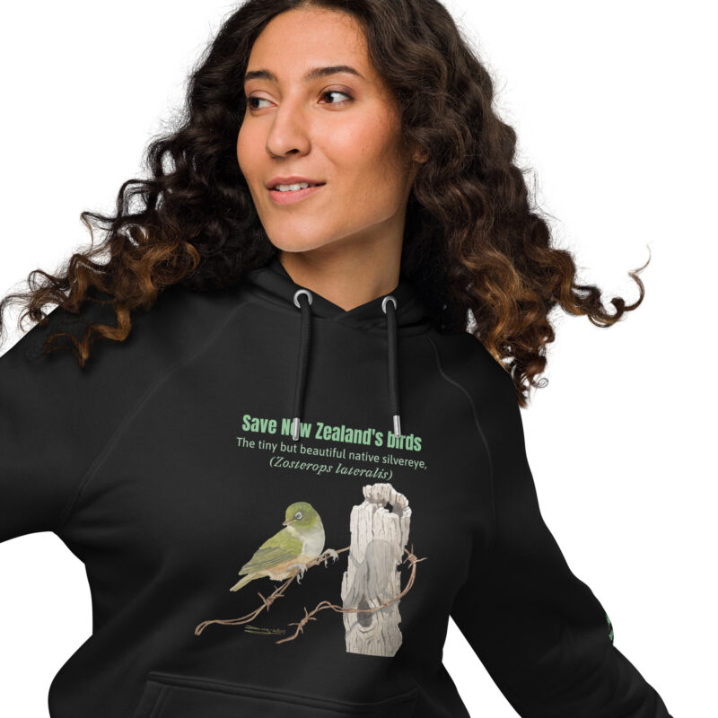 Unisex eco raglan hoodie, Save New Zealand's birds - Image 2