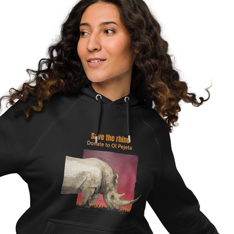 Unisex eco raglan hoodie, Save the rhinos - Image 2