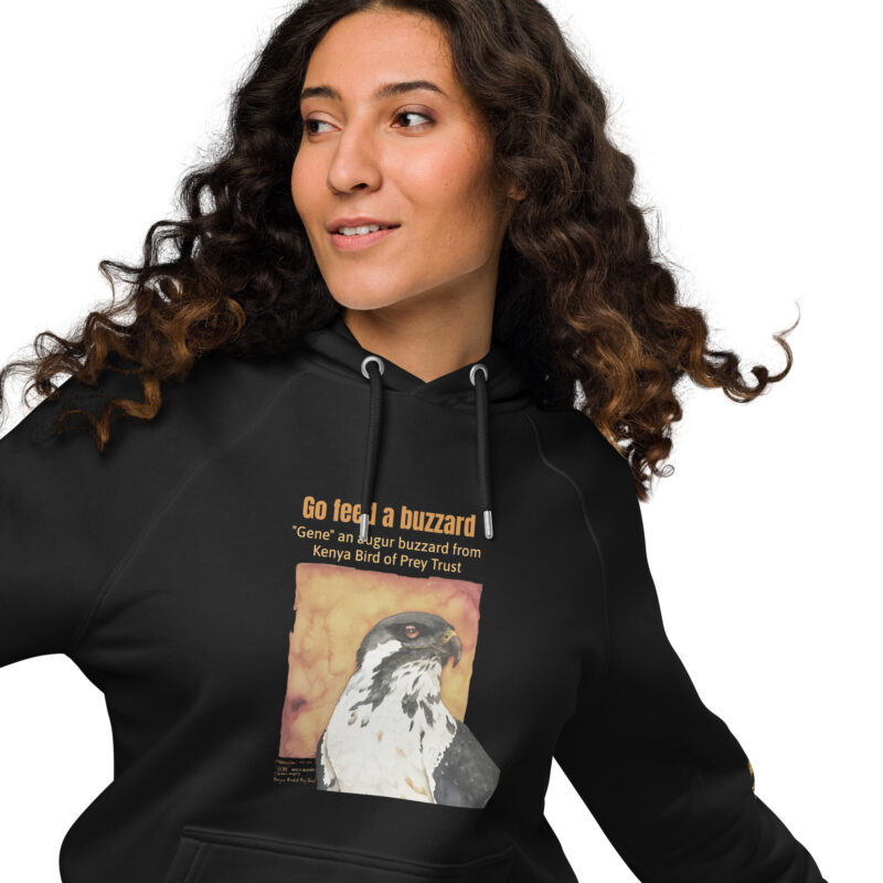 Unisex eco raglan hoodie, Go feed a buzzard - Image 3