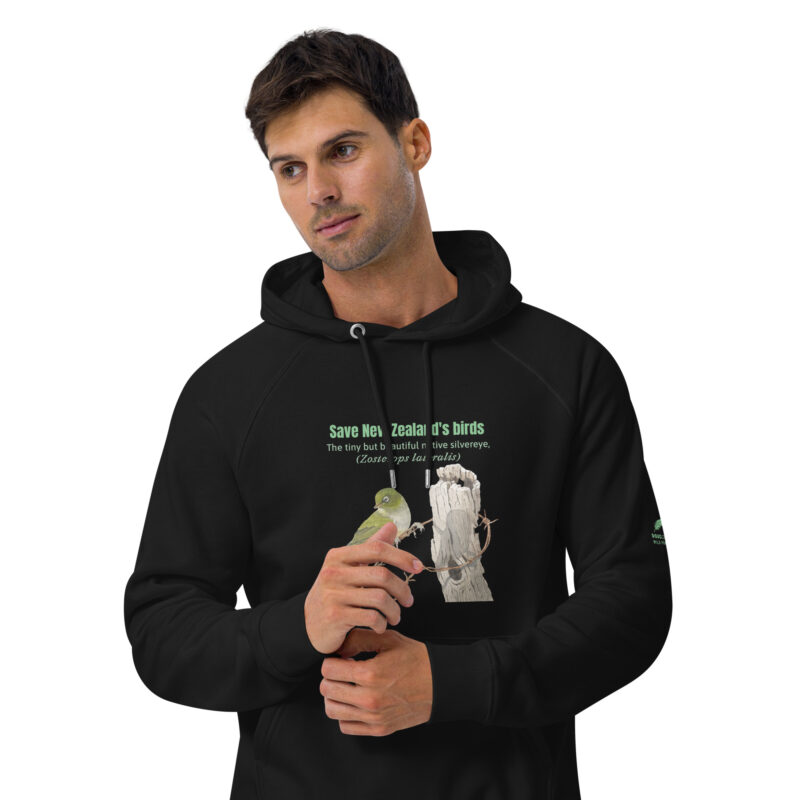 Unisex eco raglan hoodie, save New Zealand's birds (waxeye) - Image 15