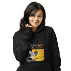 Unisex eco raglan hoodie, save the sparrowhawk