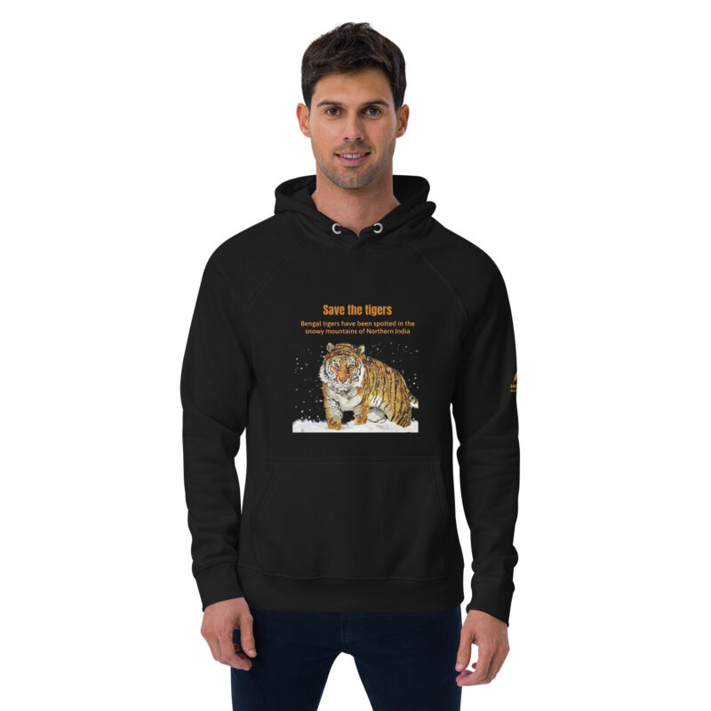 Unisex eco raglan hoodie, bengal tiger