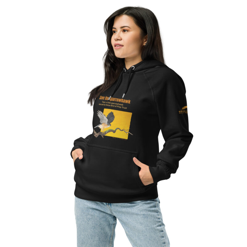 Unisex eco raglan hoodie, save the sparrowhawk - Image 2