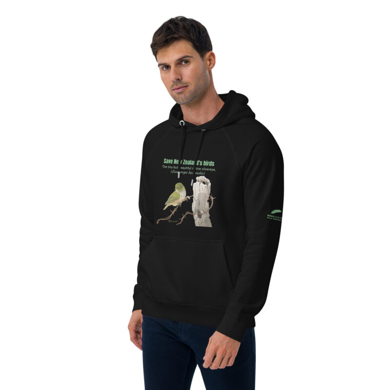 Unisex eco raglan hoodie, save New Zealand's birds (waxeye) - Image 19