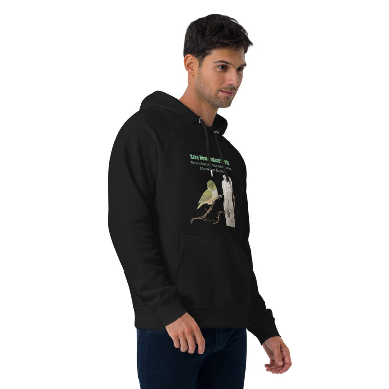 Unisex eco raglan hoodie, save New Zealand's birds (waxeye) - Image 21