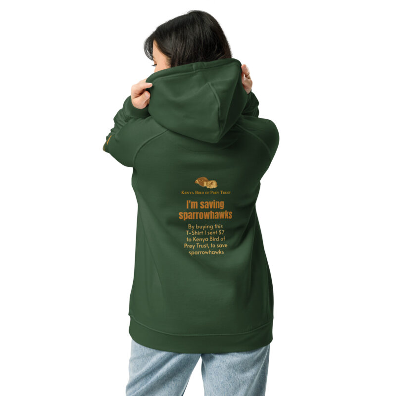 Unisex eco raglan hoodie, save the sparrowhawk - Image 12