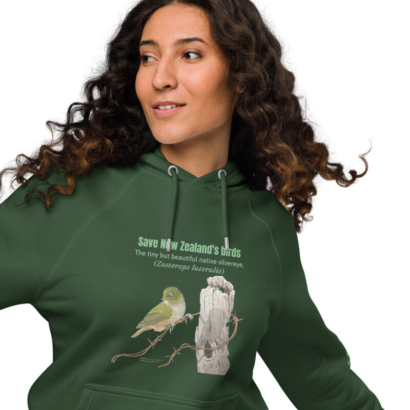 Unisex eco raglan hoodie, Save New Zealand's birds - Image 11