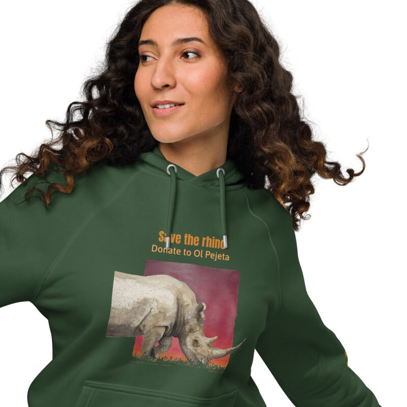 Unisex eco raglan hoodie, Save the rhinos - Image 11
