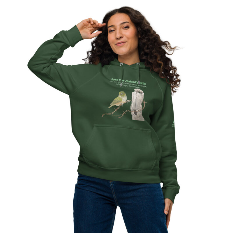 Unisex eco raglan hoodie, Save New Zealand's birds - Image 10