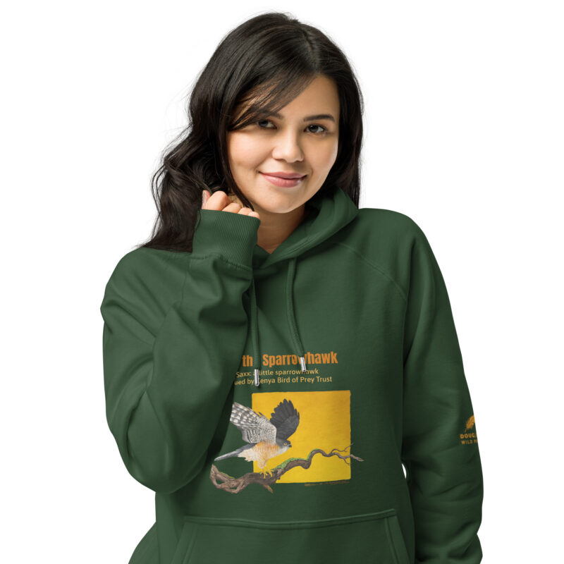 Unisex eco raglan hoodie, save the sparrowhawk - Image 10