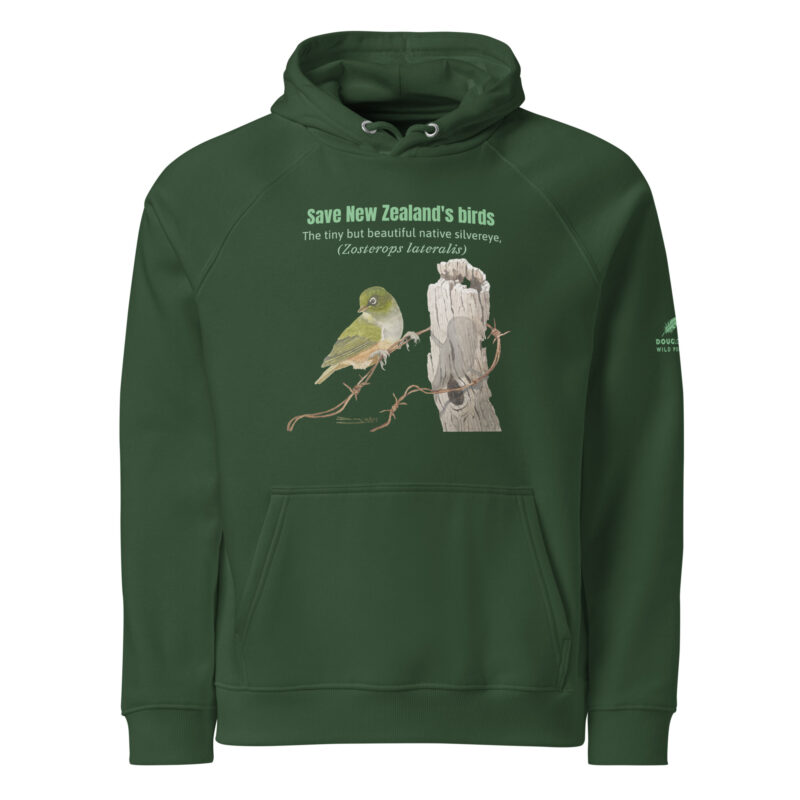Unisex eco raglan hoodie, save New Zealand's birds (waxeye) - Image 13