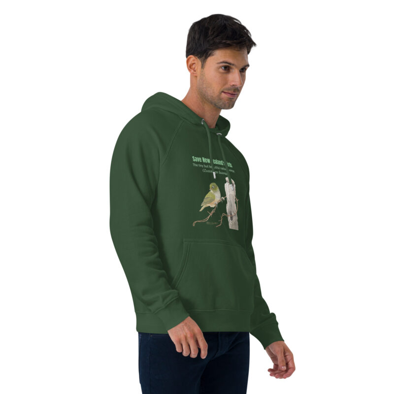 Unisex eco raglan hoodie, save New Zealand's birds (waxeye) - Image 48