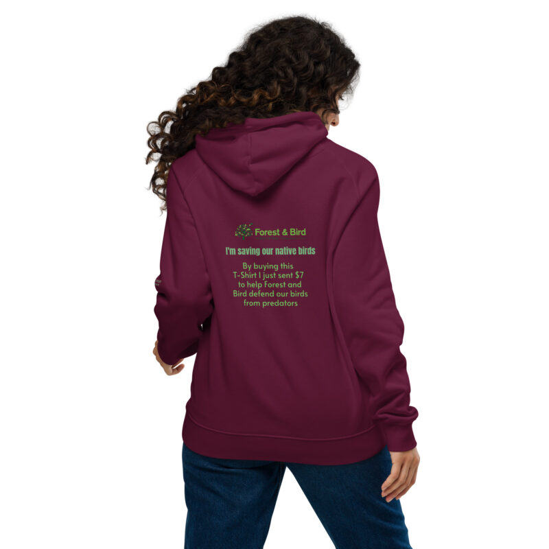 Unisex eco raglan hoodie, Save New Zealand's birds - Image 6