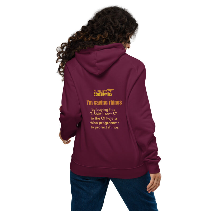 Unisex eco raglan hoodie, Save the rhinos - Image 6