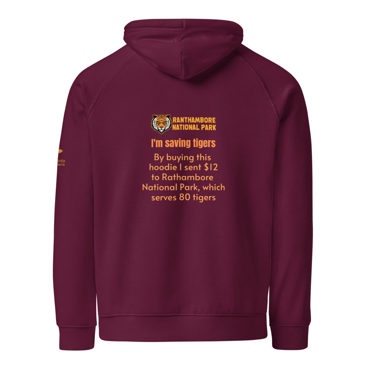 Unisex eco raglan hoodie, bengal tiger - Image 6