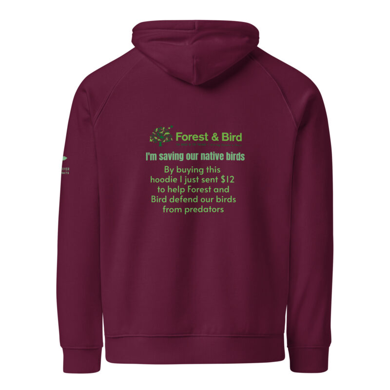 Unisex eco raglan hoodie, save New Zealand's birds (waxeye) - Image 6