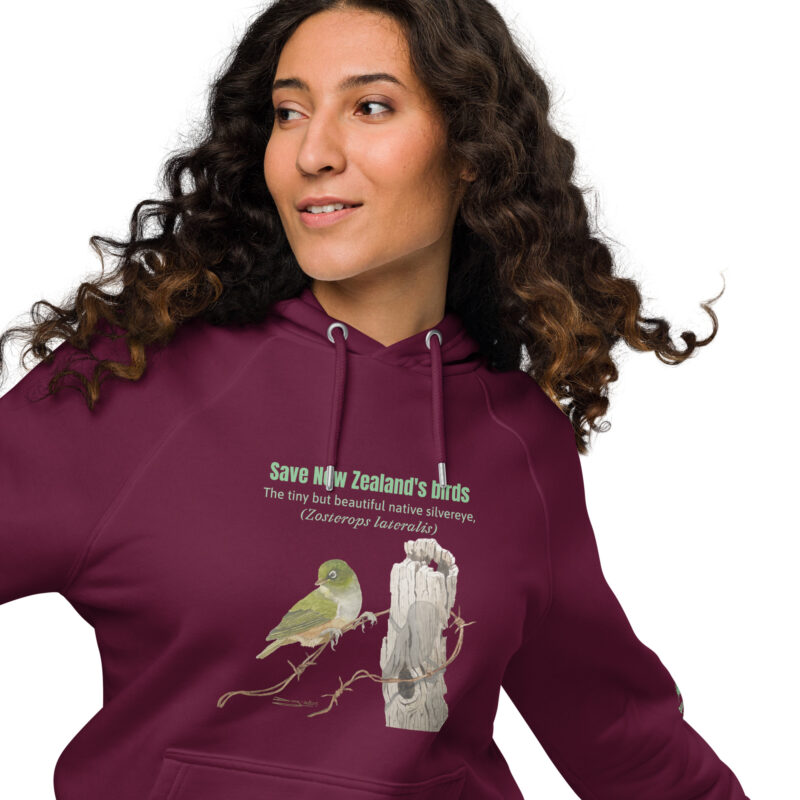Unisex eco raglan hoodie, Save New Zealand's birds - Image 5