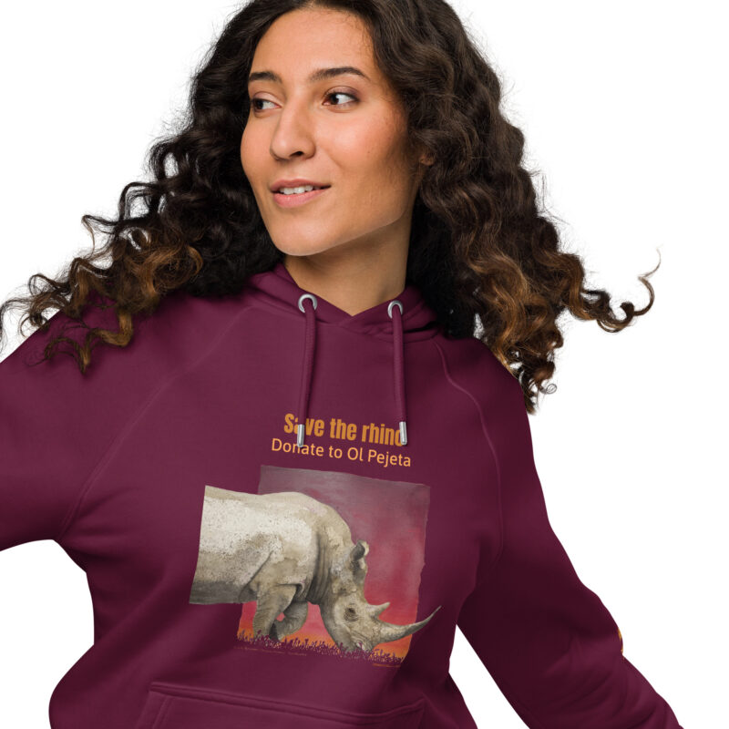 Unisex eco raglan hoodie, Save the rhinos - Image 5