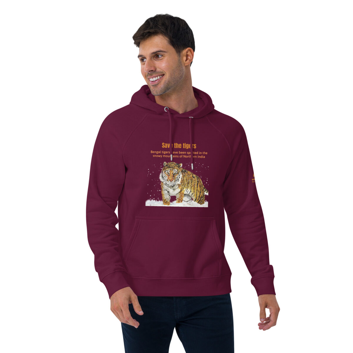 Unisex eco raglan hoodie, bengal tiger - Image 30