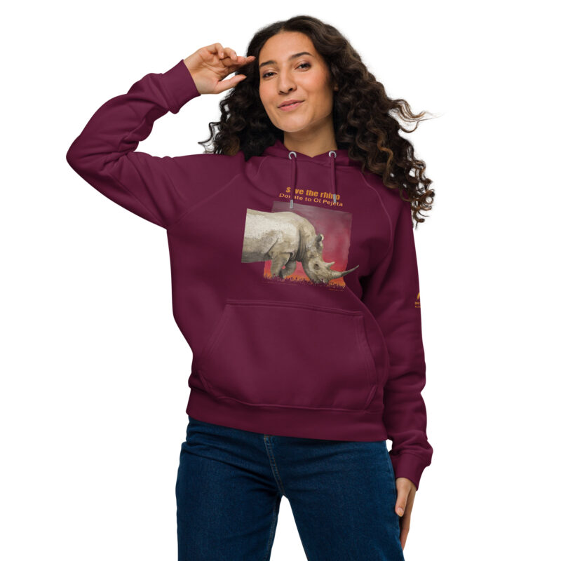 Unisex eco raglan hoodie, Save the rhinos - Image 4