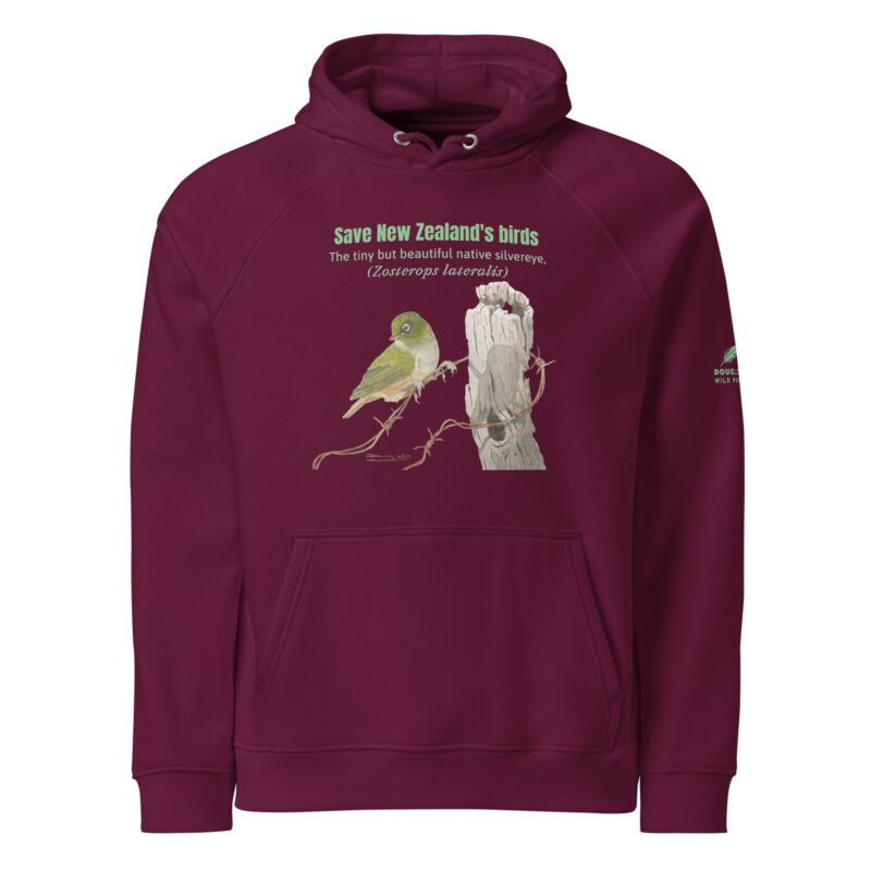 Unisex eco raglan hoodie, save New Zealand's birds (waxeye) - Image 7
