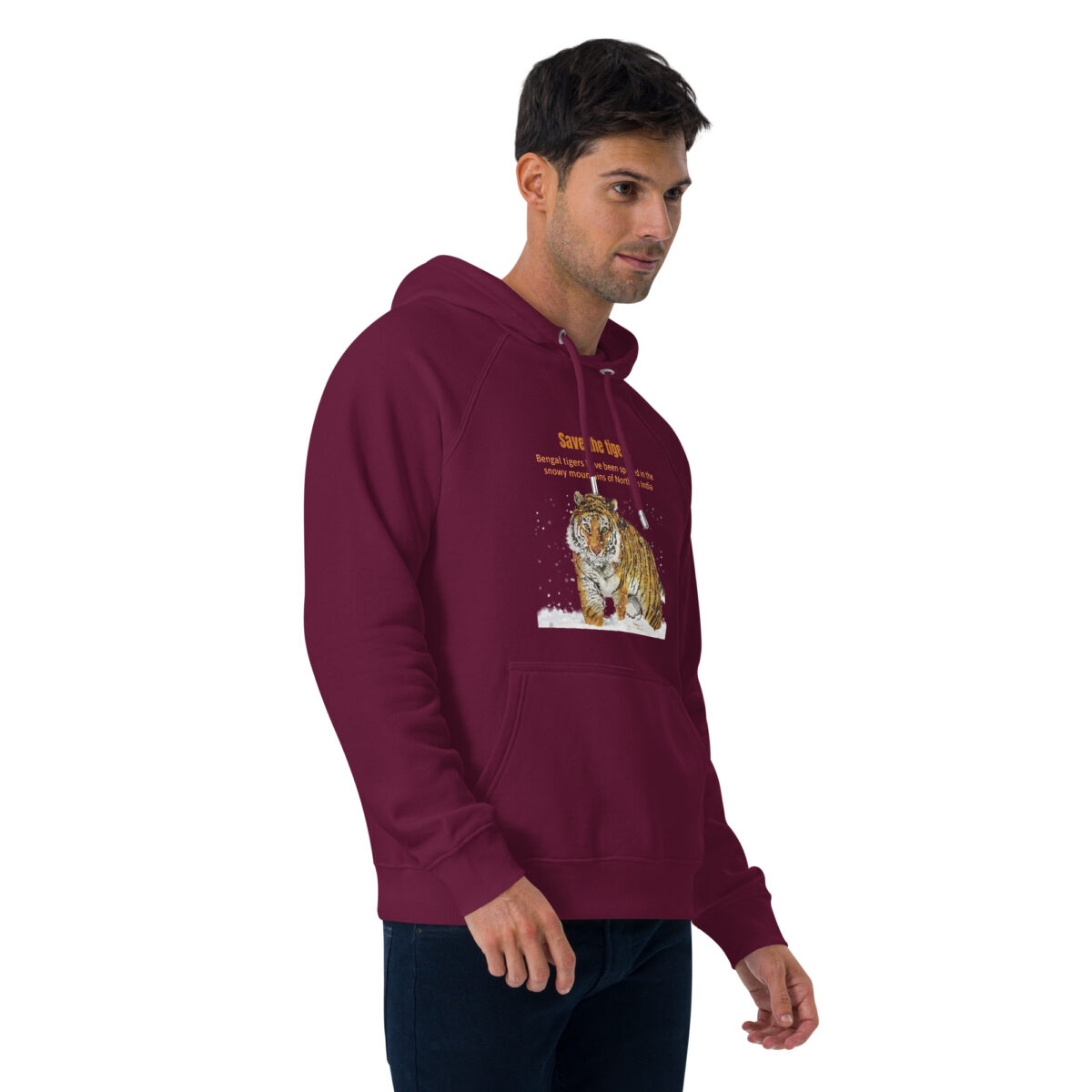 Unisex eco raglan hoodie, bengal tiger - Image 37