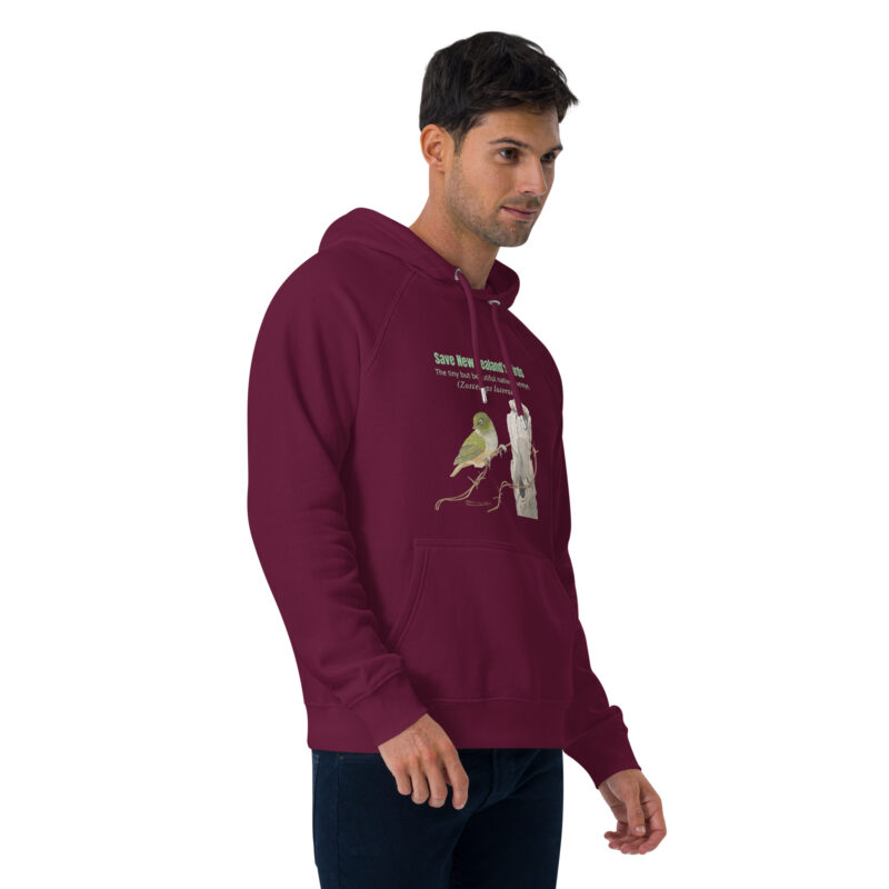 Unisex eco raglan hoodie, save New Zealand's birds (waxeye) - Image 30