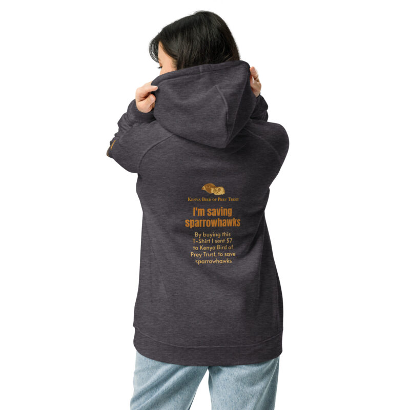 Unisex eco raglan hoodie, save the sparrowhawk - Image 9