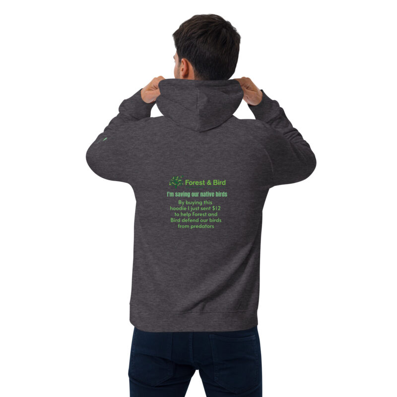 Unisex eco raglan hoodie, save New Zealand's birds (waxeye) - Image 34