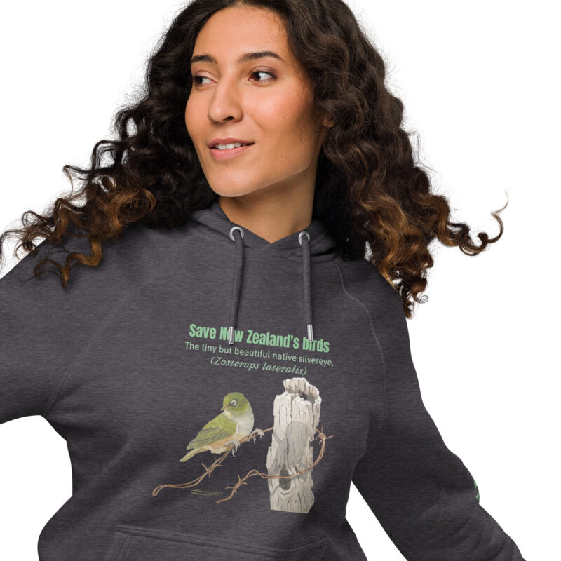 Unisex eco raglan hoodie, Save New Zealand's birds - Image 8