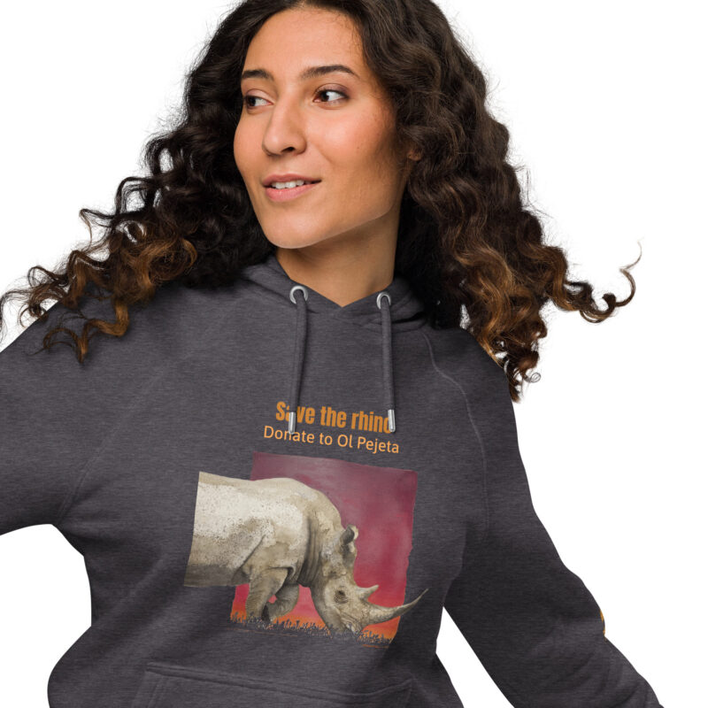 Unisex eco raglan hoodie, Save the rhinos - Image 8