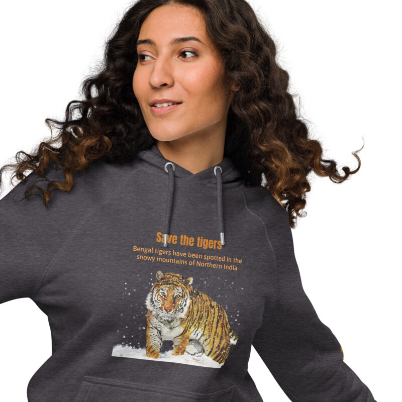 Unisex eco raglan hoodie, bengal tiger - Image 15