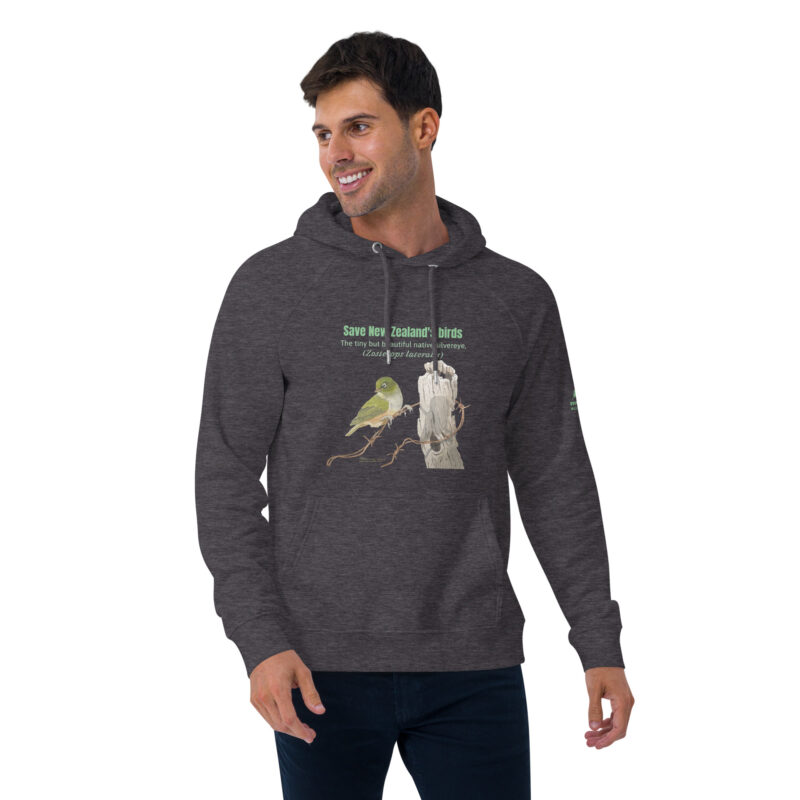 Unisex eco raglan hoodie, save New Zealand's birds (waxeye) - Image 32